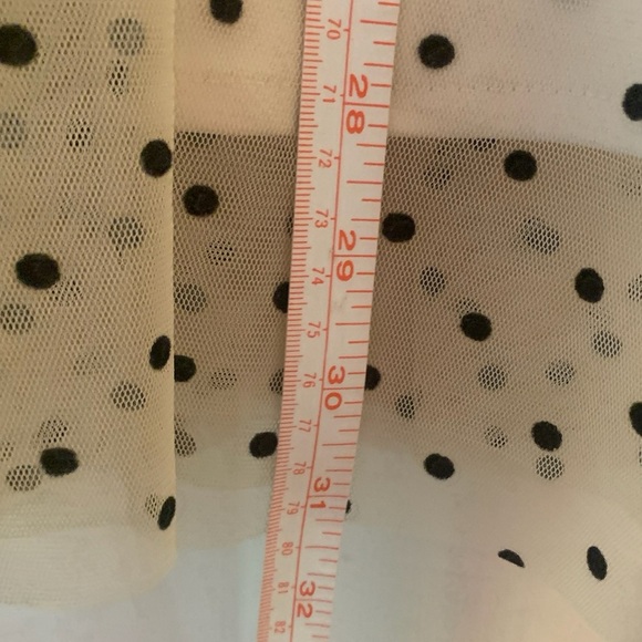 H&M Women’s Cream w/Black Polka Dots, Pleated Chiffon Skirt, Lined; Size S - Picture 7 of 7